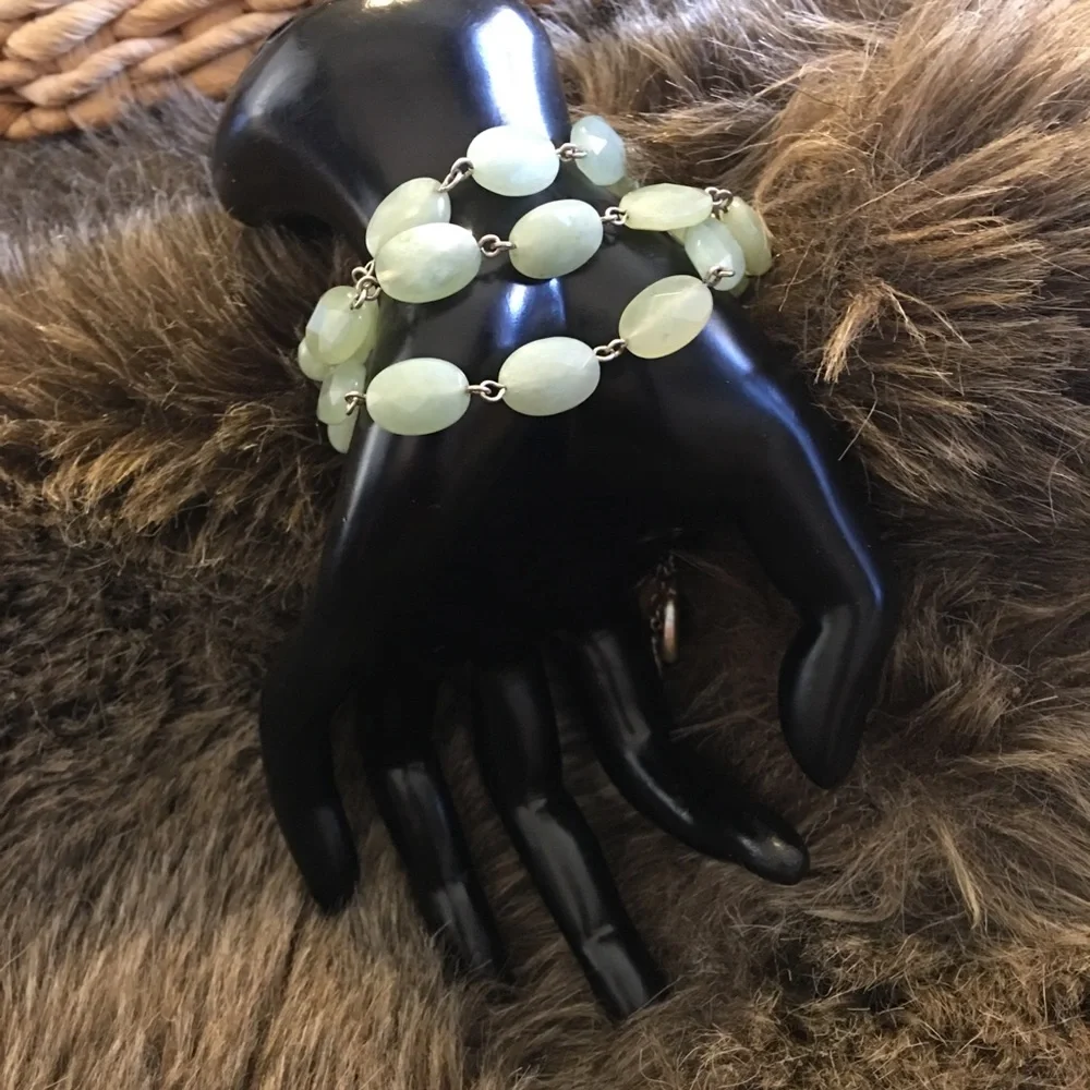 David Aubrey 3 strand green aventurine bracelet